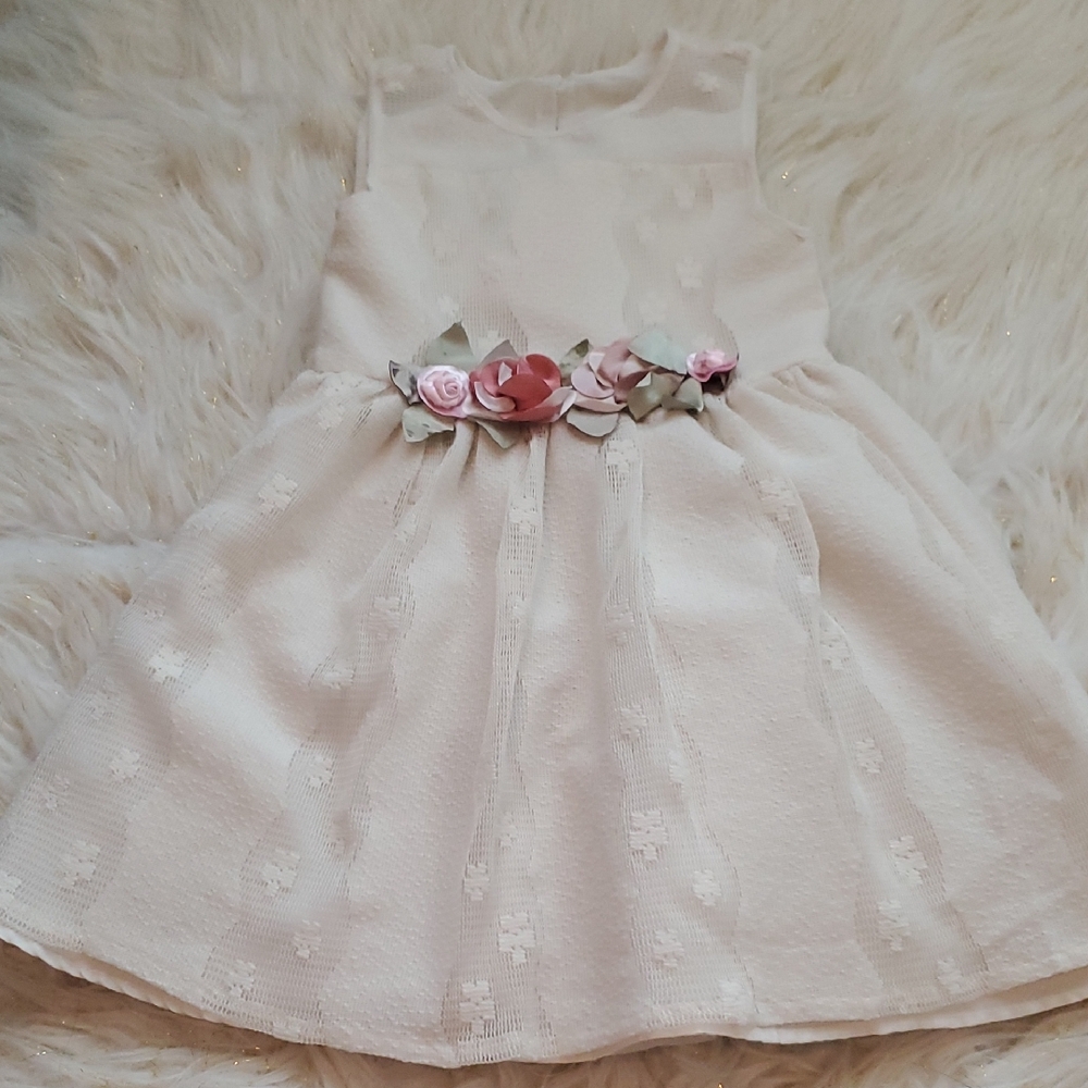 Pippa & Julie Cream Floral Belted Party Dress